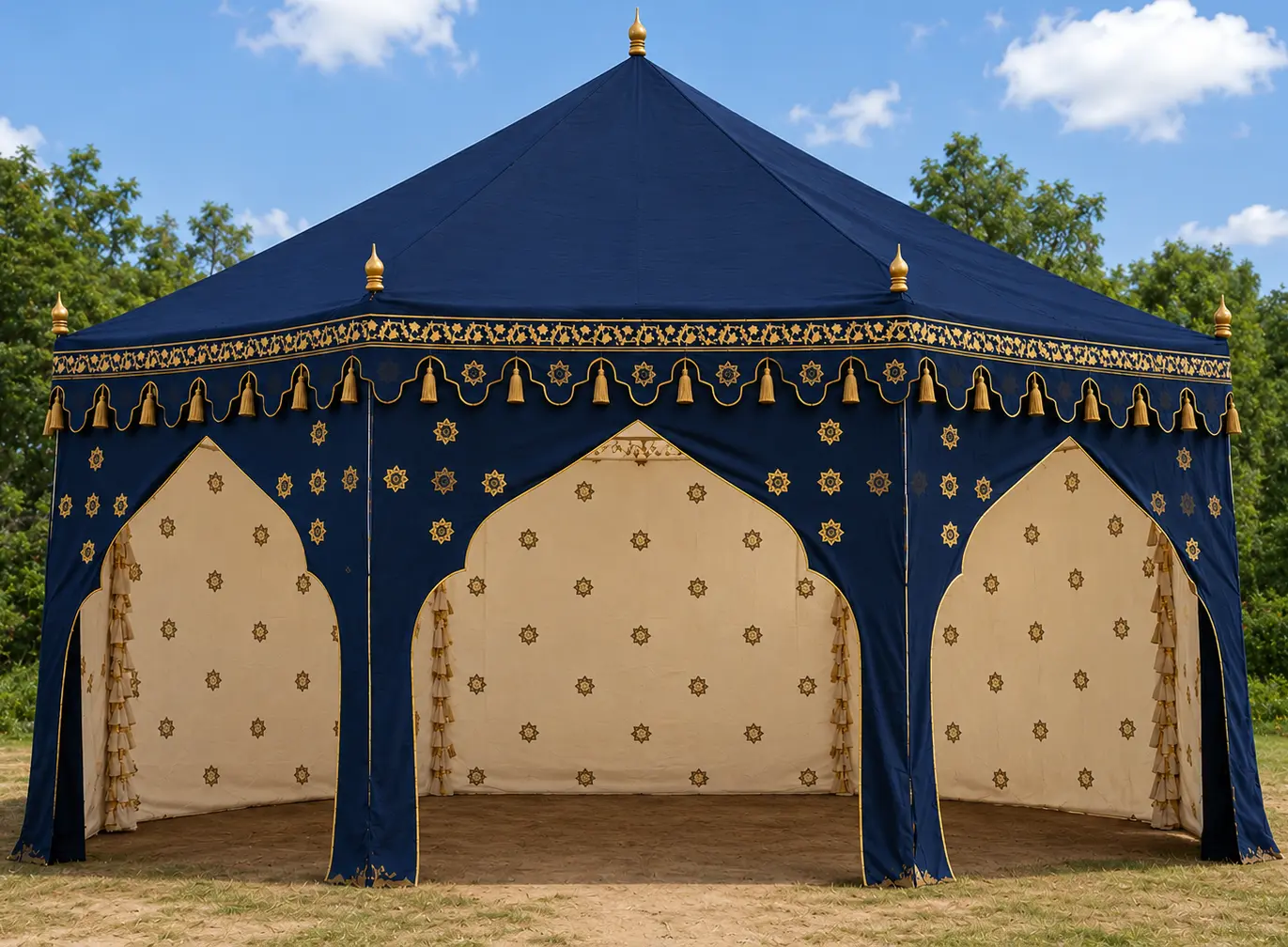 Blue luxury pavilion tent for events and hospitality
